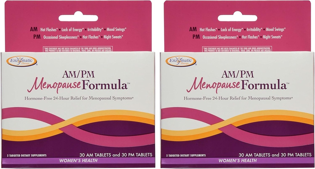 Manera de la naturaleza AM/PM Menopause Fórmula libre de hormonas Energia de día y descanso, 60 cuenta, paquete de 2 (Paquete mayo Vary)