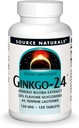 Fuente Naturales Ginkgo-24 - Ginkgo Biloba Extracto 120 mg Apoyo a la Acusidad Mental - 120 Tabletas