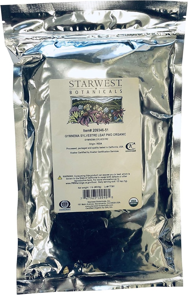 Starwest Botanicals Organic Gymnema Sylvestre Leaf Powder, 1 libra