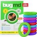 BugMD 10 Pack Pulseras Mosquito, Bandas Libres de DEET para Adultos &amp; Niños, Bandas Naturales &amp; Waterproof Citronella para Camping, Hiking, Playa, Viajes &amp; Esenciales al aire libre