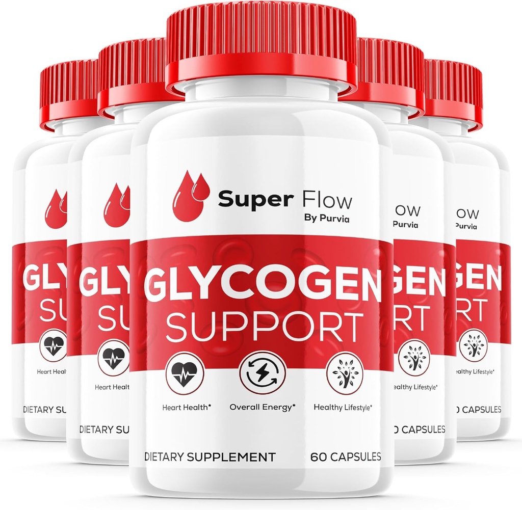 (5 Pack) Super Flow Glycogen Optimizer, Superflow Glycogen Support, Super Flow Optimizer Super Flow Optimizer Vitamin Supplement General Wellness Support Super Flow Maximum Strength (300 cápsulas)