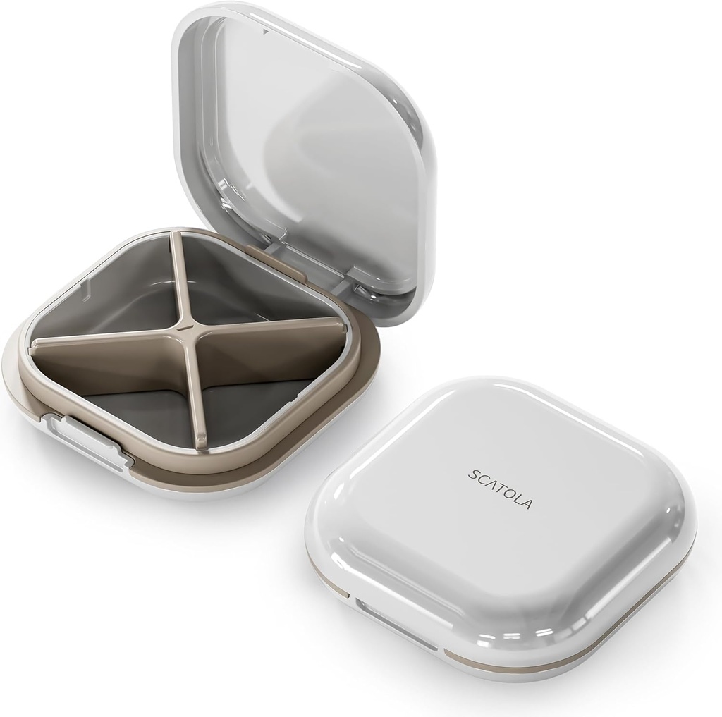 Caja pequeña de pill, Caja de Píldora de Viajes, Organizador de Píldoras portátiles, Contenedor de Píldora para Pócket 4 Compartimientos, Contenedor diario de medicina de viaje compacto para vitaminas