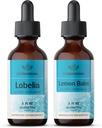 HerBAMAMA Herbal Liquid Drops Kit - Bundle of Lobelia Extract and Lemon Balm Tincture 2 fl oz - Vegan, Non-GMO, Sugar &amp; Alcohol-Free - 2 Pack