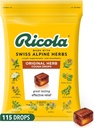 Ricola Original Herb Cough Drops, 115 Count, Cough Suppressant & Throat Relieving Drops with Naturally Sourced Menthol, Pleasing Herbal Taste for Coughs & Throat Irritation Symptom Relief