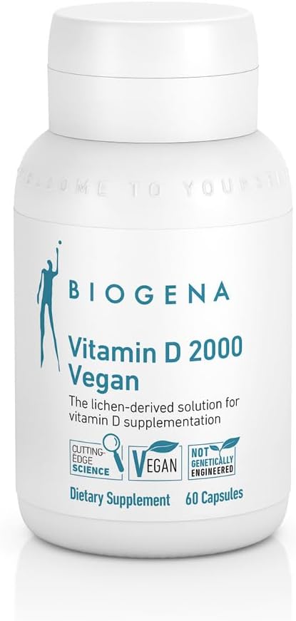 Biogena Vitamina D 2000 Fórmula Vegana - Sun Vitamina D3 Suplemento para la Absorción del Calcio, Immune Support - 60 cápsulas**