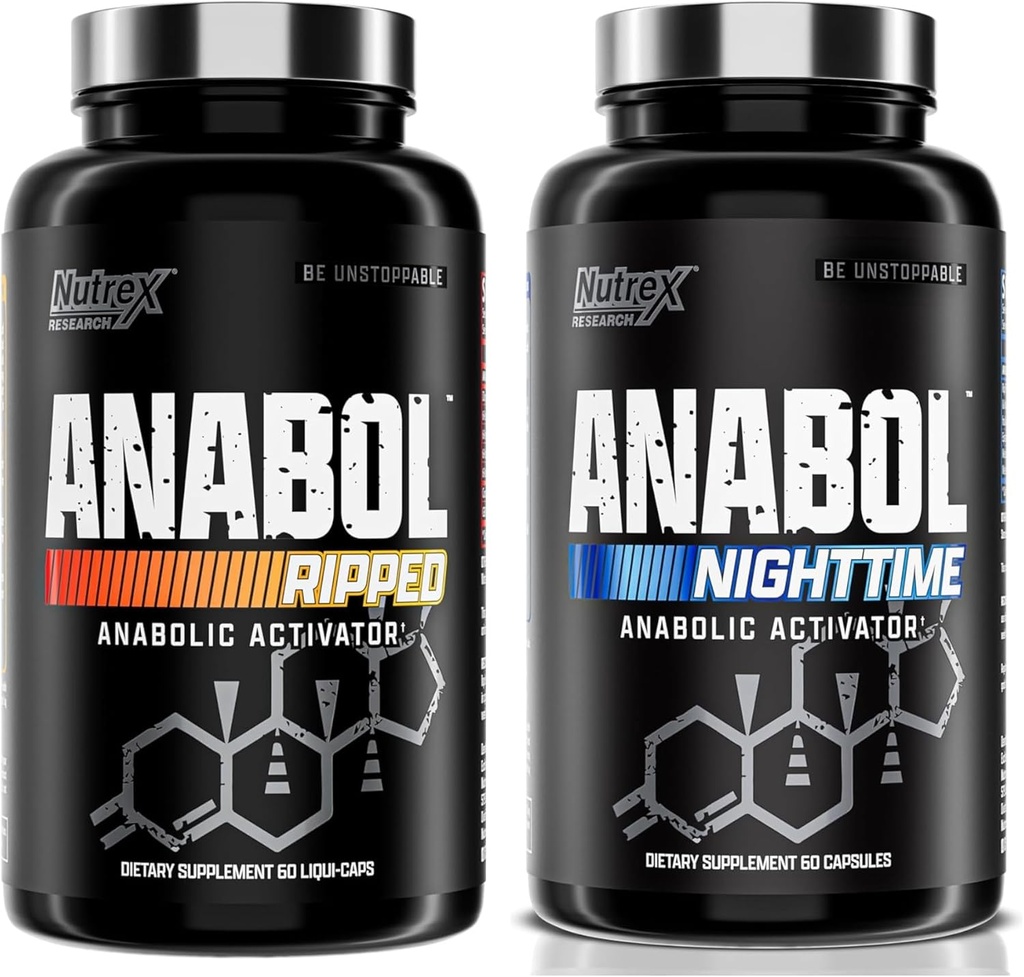 Nutrex Research Anabol Ripped &amp; Nighttime PM Muscle Builder y Shredding Combo