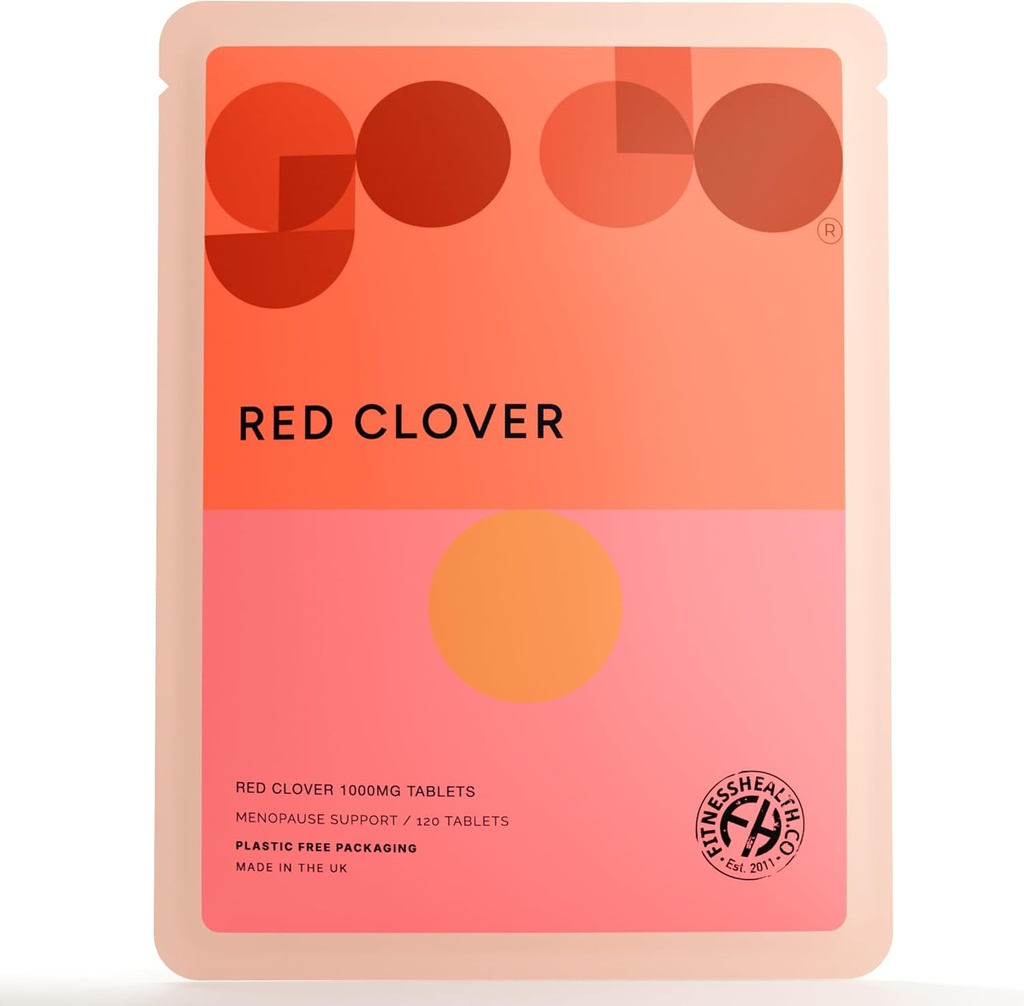 Fitness Health Red Clover Extracto 1000MG Tablet - Asistencia para la menopausia y la salud hormonal - Isoflavona de alta resistencia - Salud cardiovascular - Promover la salud de la piel y el cabello - (120 Tablets)