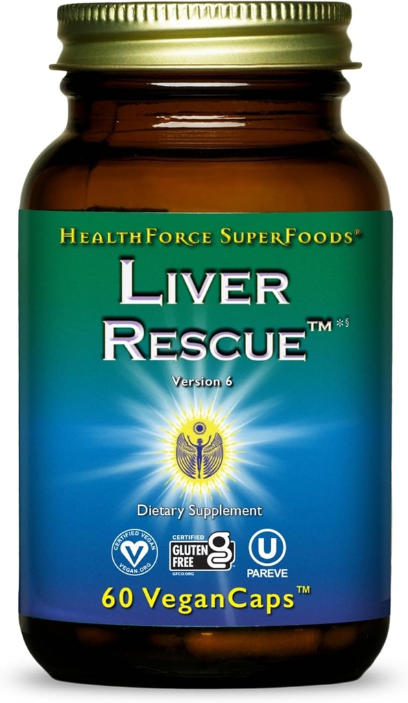 HealthForce SuperFoods Rescate del hígado - Natural Liver Cleanse - with Milk Thistle & Dandelion Root - Gluten-Free & Vegan - 60 cápsulas