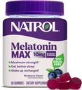 Natrol Melatonin 10mg Suplemento de Ayuda para el sueño, 80 Conde MelatoninMax Gummies, Blueberry Flavor, 10 mg Melatonin Gummies para la insomnio ocasional, 80 Day Supply