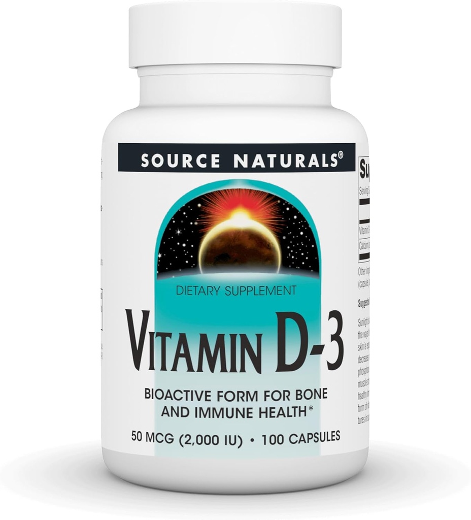 Fuente Naturals Vitamina D-3 2000 iu Soporta Bone & Immune Health* - 100 cápsulas