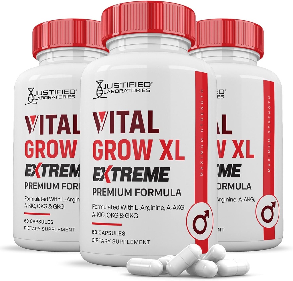 Laboratorios justificados (3 Pack Vital Grow XL Extreme Pills 1600MG Premium Formula Blend Proprietary para la salud de los hombres 180 cápsulas