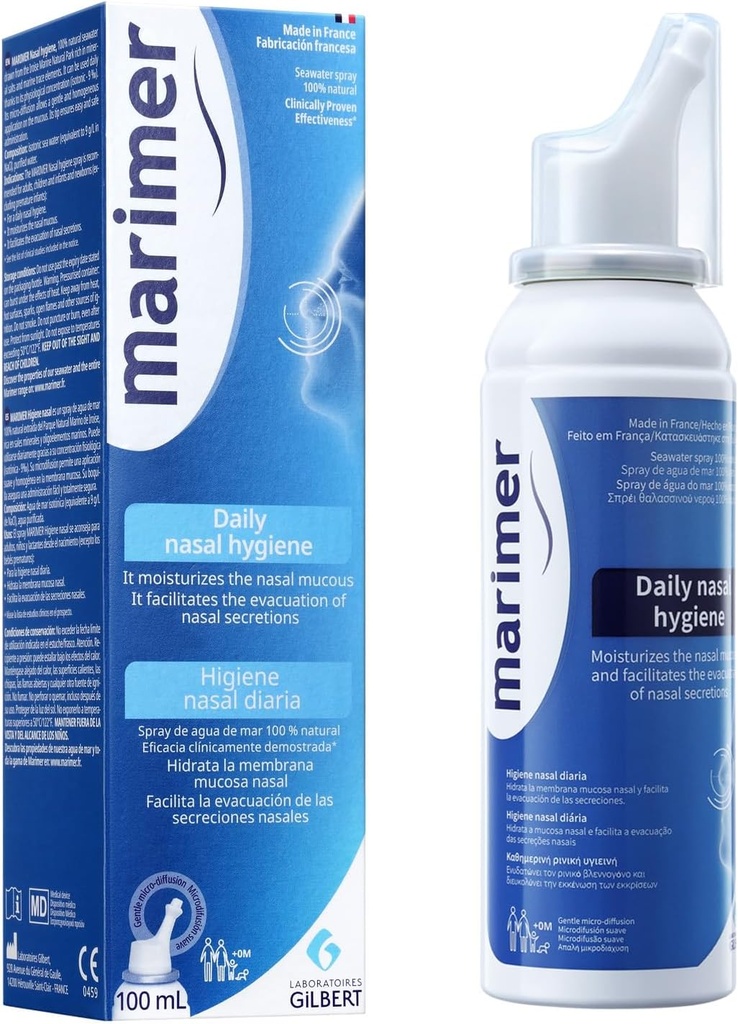 Daily Saline All Natural Seawater Nasal Spray,Sinus Rinse &amp; Sinus Allergy Symptom Reliever 3.38 FL OZ (100 mL)