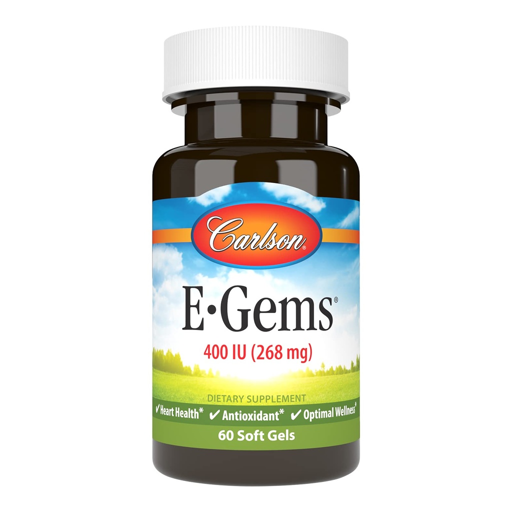 Carlson Labs E-Gems Natural Vitamin E, 400 IU, 60 Softgels