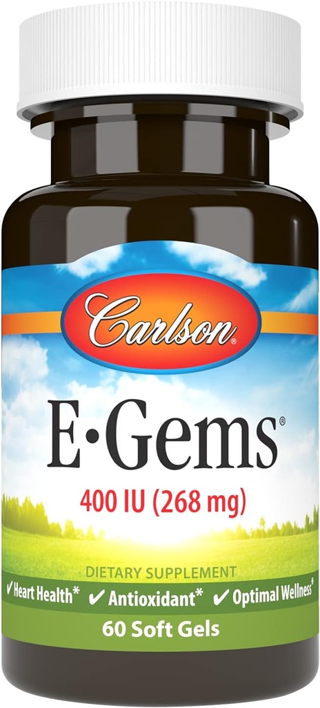 Laboratorios Carlson E-Gems Vitamina Natural E, 400 UI, 60 Softgels