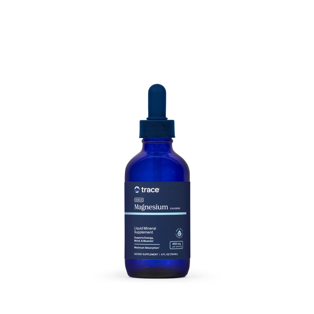 Magnesio Iónico Trace Minerals - Magnesio Iónico Líquido para Apoyar Inmuno, Cerebro &amp; Salud del Corazón - Suplemento de Ayuda Energía & Vitalidad - Suplemento con Magnesio &amp; Sodio - 4 fl oz (30 Serviciones)