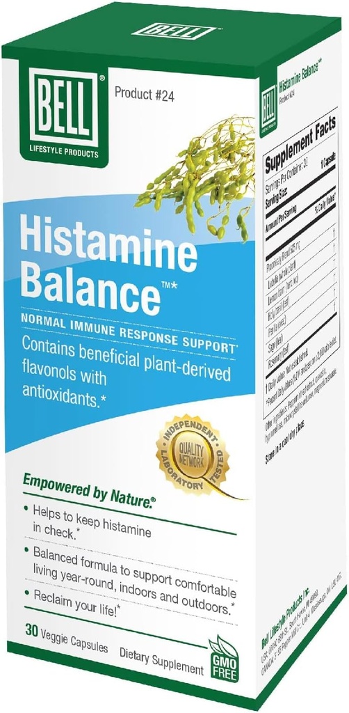 Bell Histamine Balance - Suplemento Natural, Optimización de la respuesta inmunitaria " Mantener una respiración saludable Comfort - Unique Blend, 30 Veggie Caps