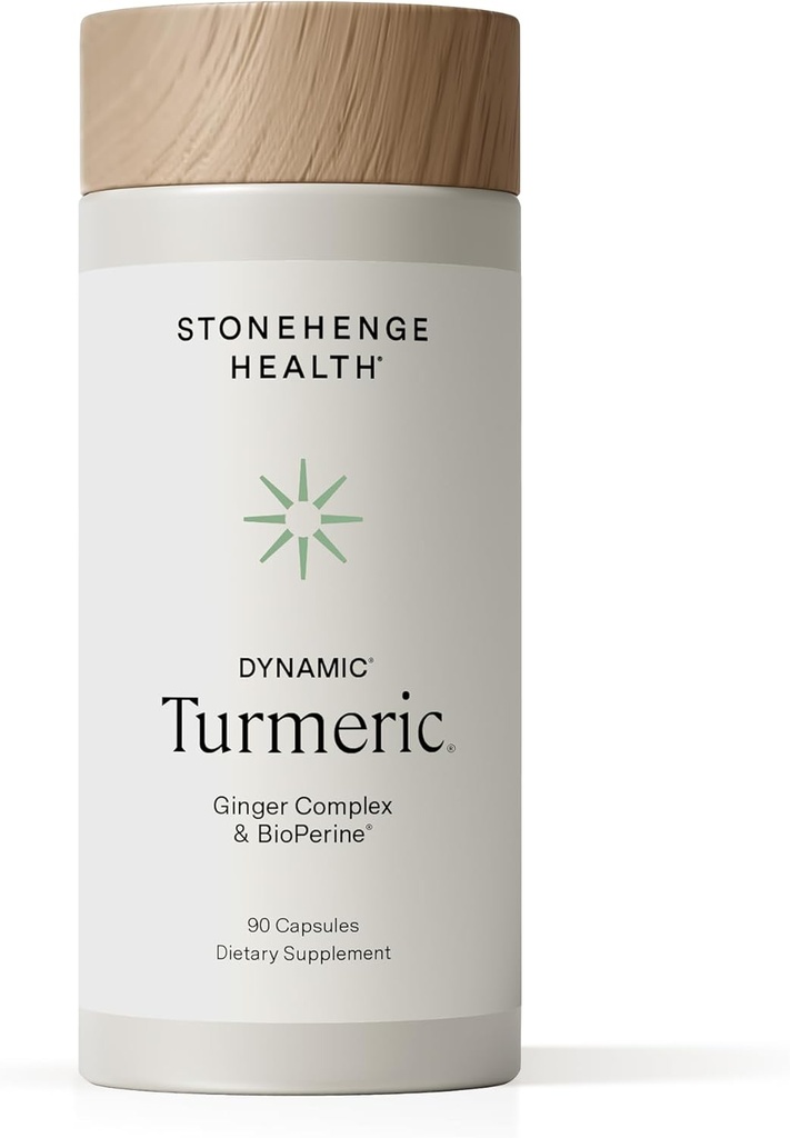 Stonehenge Health Dynamic Turmeric Curcumin with Ginger - High Potency - 1,650 mg Turmeric with 95% Curcuminoids " BioPerine, 90 cápsulas vegetarianas
