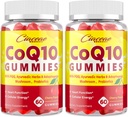 CoQ10 Gummies con PQQ - 400 MG Coenzyme Q10 High Potency, Mejorado con hierbas ayurvédicas, Adaptogenic Mushroom Blend &amp; Probiotics for Heart, Brain, Energy, Immunity, Cherry Flavor, 120 Vegan Gummies