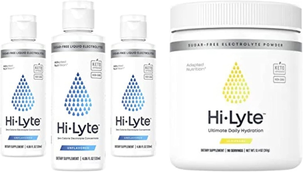 Hi-Lyte Electrolyte Powder, Daily Hydration Supplement Drink Mix, 90 Servings | Light Refreshing Flavor (Lemonade)| Hi-Lyte Electrolyte Concentrate for Immune Support, 20%+ More Potassium 144 Servings