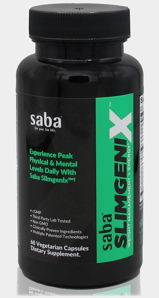 Saba SlimGenix -Energía, Gestión de Pesos, Control de Appetite, Focus, Quemador de grasa con Ingredientes Probados Clínicos-60 cápsulas