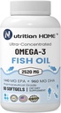 Triple fuerza Omega 3 pescado aceite 3000 mg EPA & DHA, 2520 mg de Omega 3 ácidos grasos 1440 mg EPA + 960mg DHA Mejores ácidos grasos esenciales Premium Burpless Softgel Suplementos (90)