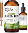 Wild &amp; Organic Green Tea Extract Liquid Drops - Antioxidant Suplemento - Natural Green Tea Suplementos w/Camelia Sinensis - Vegan, Azúcar &amp; Alcohol-Free Tintura - 2 fl oz