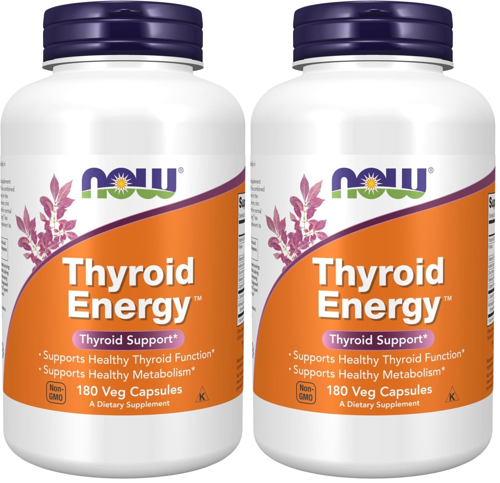 AHORA Suplementos, Thyroid EnergyTM, Iodine y Tyrosine Plus Selenium, Zinc y Copper, 180 Veg Capsules (Pack of 2)