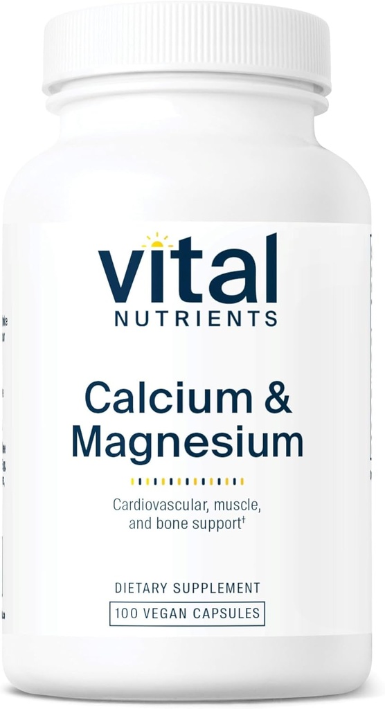 Nutrientes Vitales Calcio &amp; Magnesio Silencioso Calcio Vegan Suplemento con Magnesio Silencioso Soporte Bone Strength, Muscle y Heart Health* ← Gluten, Dairy, Soy Free ← No-GMO Silencio 100 cápsulas