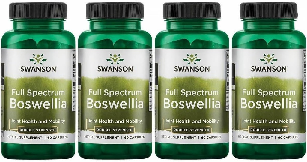 Swanson Double Strength Boswellia-Herbal Supplement Promoting Joint Support-Ayurvedic Herb for Joint Flexibility & Mobility Support-Made w/Boswellia Serrata Resin-(60 Capsules, 800mg Cada) 4 Pack