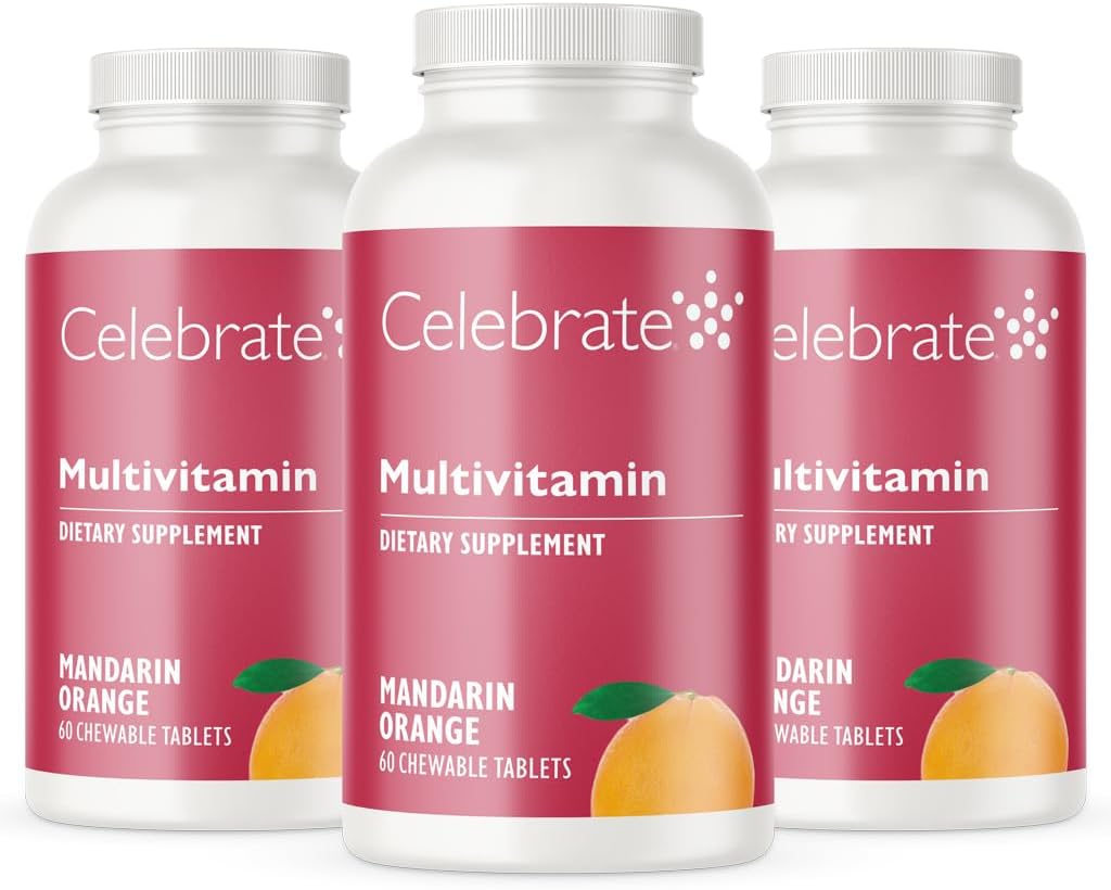 Celebrar Vitaminas Bariatric Multivitamínico Chewable, Iron Gratis - Post Gastric Bypass &amp; Sleeve Gastrectomy Suplemento para Hombres &amp; Mujeres - Minerales Esenciales &amp; Vitamina A, B, D &amp; E - Orange (180 Tabletas)