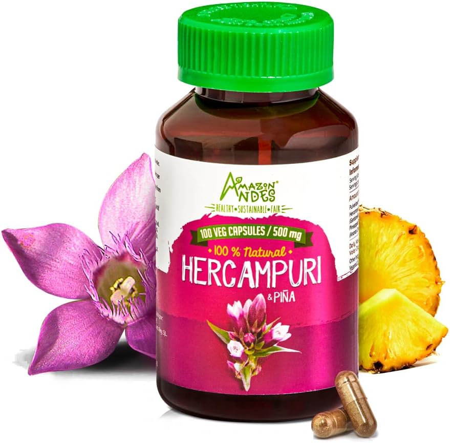 cápsulas Hercampuri l 1500mg por porción l Vegan, No GMO &amp; pastillas sin alégen l Andes