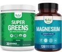 Naturales anidados Super Verdes Daily Greens Superfood Powder - Certified USDA Organic Green Powder (30 Servings) Magnesium Glycinate Chelate (120 Capsules)