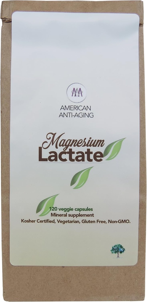 Magnesio Lactate 500 mg, 120 Fácil de Tragar Capsulas Vegetarianas Pequeñas. Doctor formulado. Absorción alta. Bolsas recicladas de papel ecológico para compras originales o recargas de botellas. Hecho en EE.UU.
