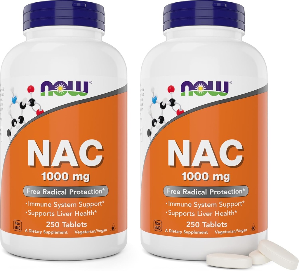 AHORA Alimentos NAC 1000 mg, 250 Tabletas (Pack of 2), N-Acetyl-Cysteine Suplemento, 1000 mg (1 gram) por Tablet - Vegetariano, No GMO