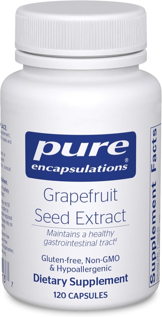 Pure Encapsulations Grapefruit Seed Extract ← Supplement to Support The Balance of Intestinal Microorganisms and G.I. Tract*  120 Capsules