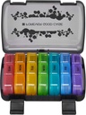 FGcase Pill Organizer 3 veces al día con caja de viaje, gran caja semanal de la pila 7 día, caja de la píldora diaria con 21 elementos, dispensador de la píldora suplemento Holder, Rainbow Black