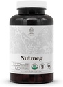 Nutmeg USDA Organic 120 Capsules ← Suplemento Natural de Alta Potencia Silencio Certified Organic Vegetarian Capsules and Organic Nutmeg (Myristica fragrans) Dried Nut (120 cápsulas)