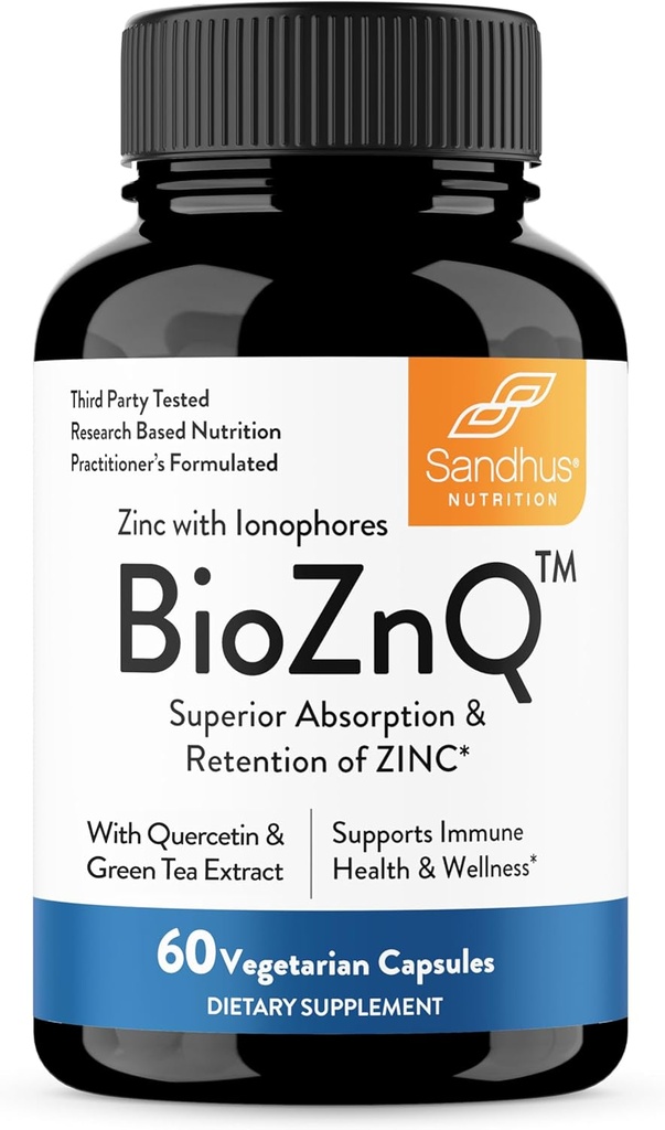 Suplemento Zinc de Sandhu con Ionophores   Quercetin &amp; Green Tea Extract for Superior Absorption and High Potency habit 800mg Vegetarian Capsules 60 Count (Pack of 1) permanente Immune Support for Men &amp; Women