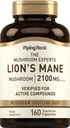 Piping Rock Lions Mane Mushroom Suplemento Silencio 2100mg Silencio 160 Capsules  Extract for Women and Hombre ← Vegetarian, Non GMO &amp; Gluten Free