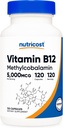 Nutricost Vitamina B12 (Methylcobalamin) 5000mcg, 120 cápsulas - cápsulas vegetarianas, no GMO, Gluten Suplemento B12