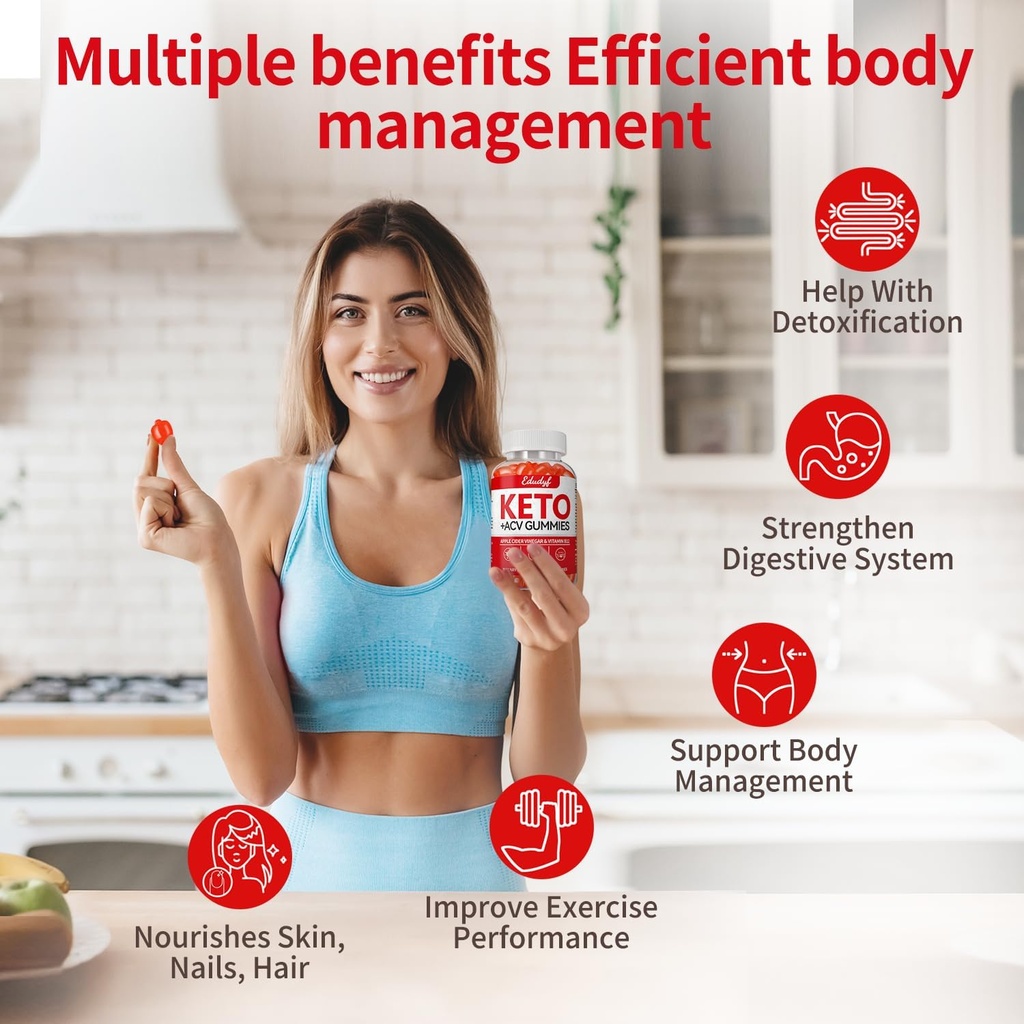 Keto ACV Gummies, Gluten &amp; Sugar suplemento de vinagre de manzana gratis para hombres y mujeres - 180 Gummies (1500 mg-3 Pack)