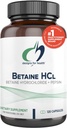 Diseños para el HCl de Betaine de Salud con Pepsin - 750mg Hidrocloruro de Betaine + Proteína Enzima Digestiva - No GMO Suplemento de Función Digestiva de Apoyo (120 cápsulas)