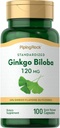 Piping Rock Ginkgo Biloba Suplementos 120mg Ø 100 Capsules ¦ Standardized Extract Silencio Non-GMO, Gluten Free
