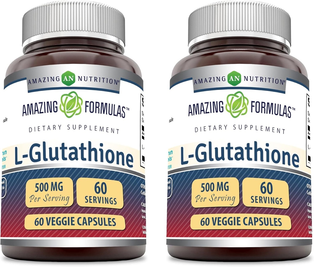 Fórmulas asombrosas Reducidas L-Glutathione Suplemento Silencio 500 Mg Por Serving Silencio 60 Veggie Capsules ← No-GMO Silencio Gluten Free TEN Made in USA TEN (Pack of 2)
