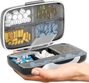 Organizador de píldoras de viaje - Airtight Medicine Case for Traveling Portable Pharmacy Box with Labels Vitamin Container 8 Compartment Supplement Medication Holder Large Capacity Daily (Black)