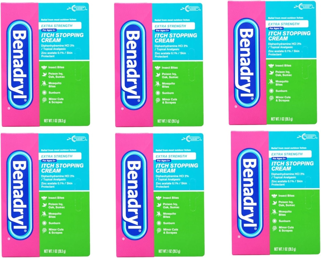 Benadryl Itch Stopping Cream Extra Strength 1 oz (Pack of 6)