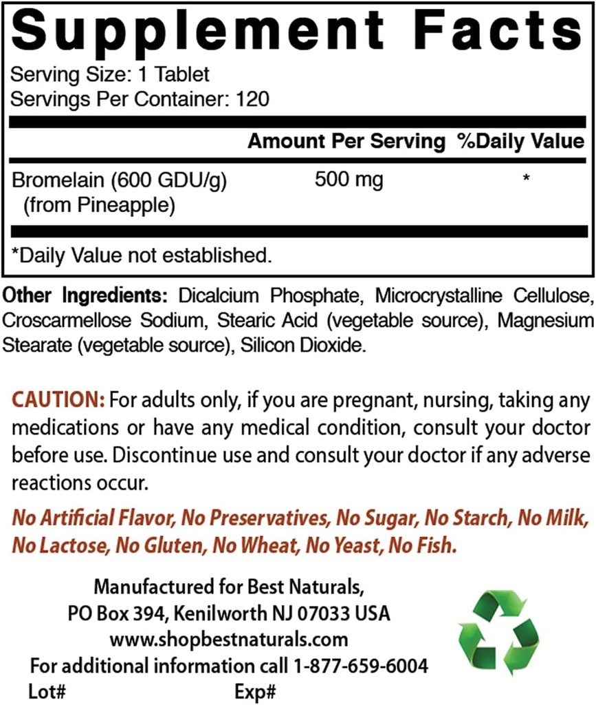 Mejores Naturales Bromelaina 500 mg " Quercetina 1000 mg
