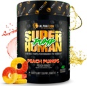 ALPHA LION Superhuman Pump Pre Workout Powder, Nootropic Caffeine &amp; Stim Free Preworkout Suplemento, Nitric Oxide Booster, Muscle Gainer, Energy & Focus (42 Servings, Peach Pumps Flavor)