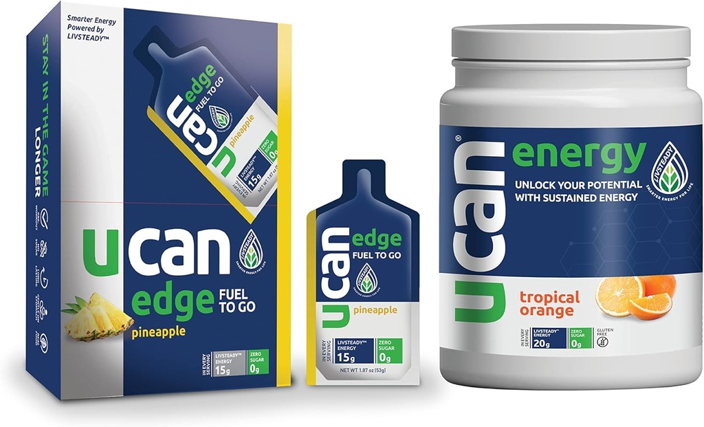 UCAN Pineapple Edge Energy Gel &amp; Orange Energy Powder - Great for Running, Training, Fitness, Cycling, Crossfit &amp; More peru Sugar-Free, Vegan, &amp; Keto Friendly Energy Supplement