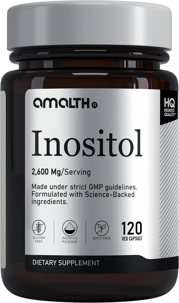AMALTH Myo-Inositol per Serving Capsules, Hormone Balance & Healthy Ovarian Function Support (120 cápsulas)